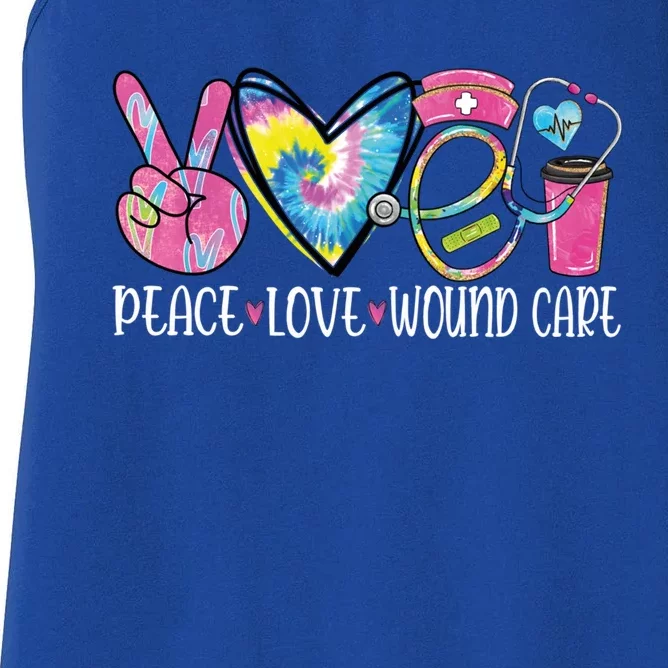 Peace Love Wound Care Nurse Nursing Heart Stethoscope Meaningful Gift Women's Racerback Tank