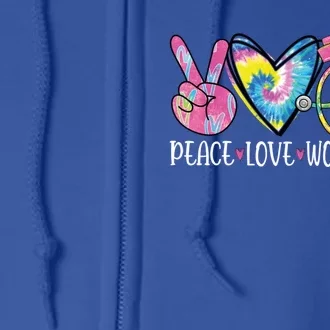 Peace Love Wound Care Nurse Nursing Heart Stethoscope Meaningful Gift Full Zip Hoodie