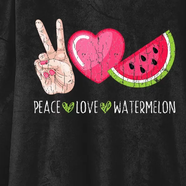 Peace Love Watermelon Funny Summer Fruit Lover Graphic Hooded Wearable Blanket