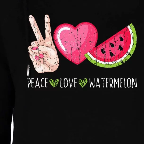 Peace Love Watermelon Funny Summer Fruit Lover Graphic Womens Funnel Neck Pullover Hood