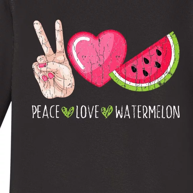 Peace Love Watermelon Funny Summer Fruit Lover Graphic Baby Long Sleeve Bodysuit