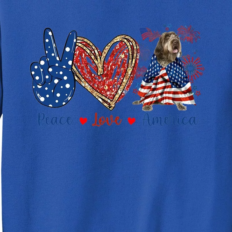 Peace Love Wirehaired Pointing Griffon Dog Patriotic America Gift Tall Sweatshirt