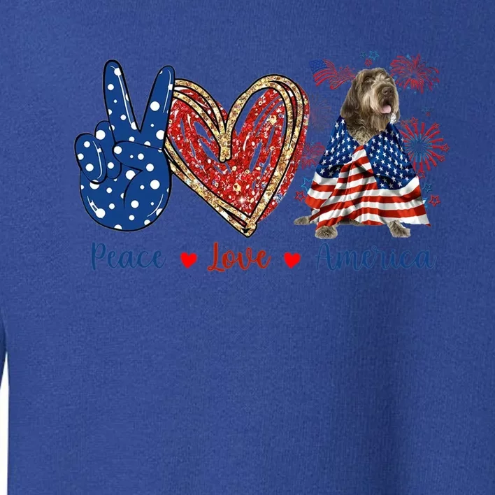 Peace Love Wirehaired Pointing Griffon Dog Patriotic America Gift Toddler Sweatshirt