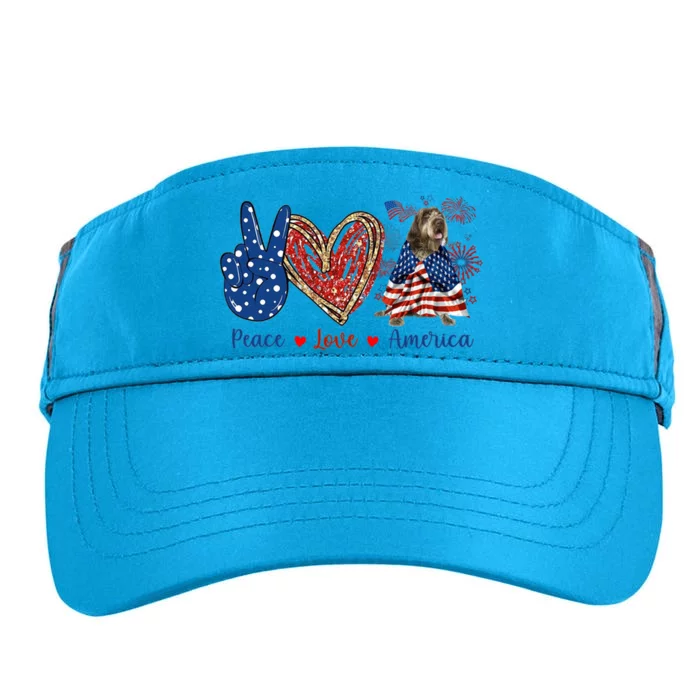 Peace Love Wirehaired Pointing Griffon Dog Patriotic America Gift Adult Drive Performance Visor