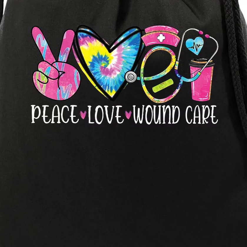 Peace Love Wound Care Nurse Nursing Heart Stethoscope Drawstring Bag