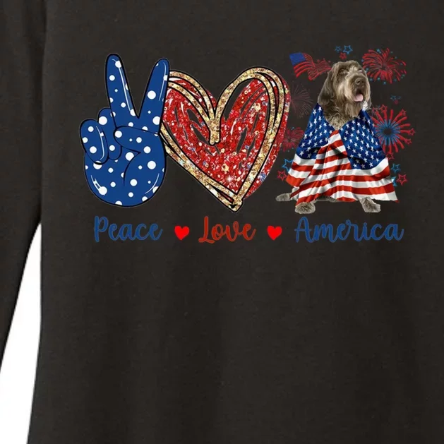 Peace Love Wirehaired Pointing Griffon Dog Patriotic America Cute Gift Womens CVC Long Sleeve Shirt