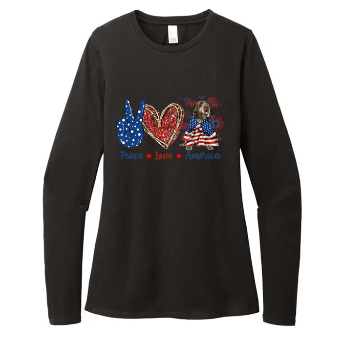 Peace Love Wirehaired Pointing Griffon Dog Patriotic America Cute Gift Womens CVC Long Sleeve Shirt