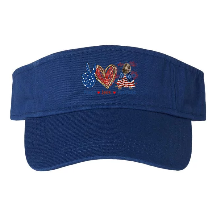 Peace Love Wirehaired Pointing Griffon Dog Patriotic America Cute Gift Valucap Bio-Washed Visor