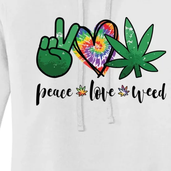 Peace Love Weed Marijuana Hippie Weed Cannabis 420 Stoner Women's Pullover Hoodie