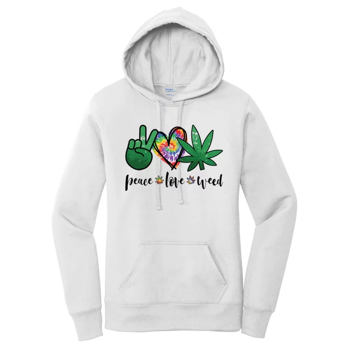 Peace Love Weed Marijuana Hippie Weed Cannabis 420 Stoner Women's Pullover Hoodie