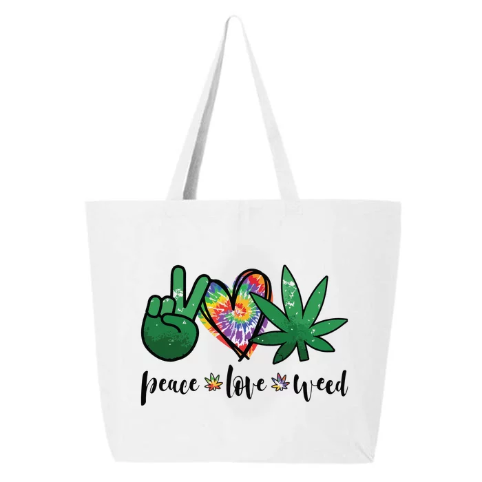 Peace Love Weed Marijuana Hippie Weed Cannabis 420 Stoner 25L Jumbo Tote