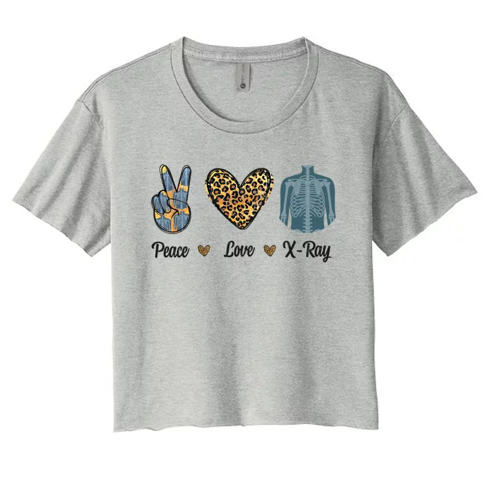 Peace Love Xgiftray Radiology Tech Rad Rtr Leopard Funny Gift Women's Crop Top Tee