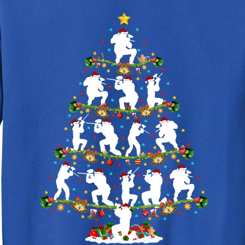 Paintball Lover Xmas Santa Paintball Player Christmas Tree Funny Gift Tall Sweatshirt