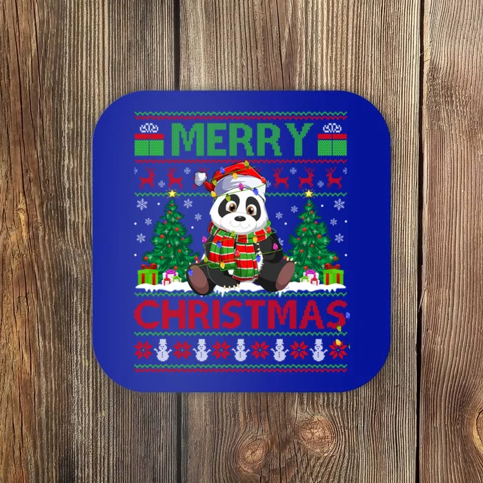 Panda Lover Xmas Lighting Santa Ugly Panda Christmas Gift Coaster