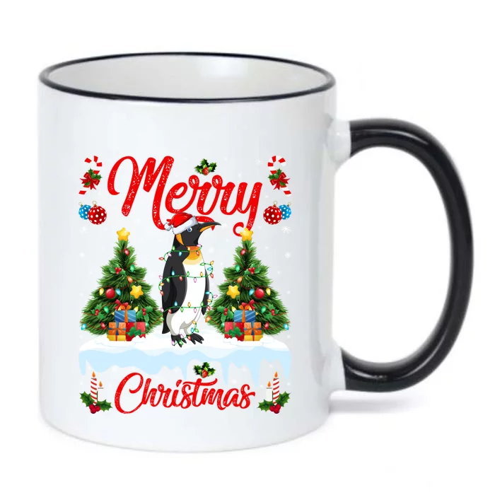 Penguin Lover Xmas Lighting Santa Emperor Penguin Christmas Great Gift Black Color Changing Mug