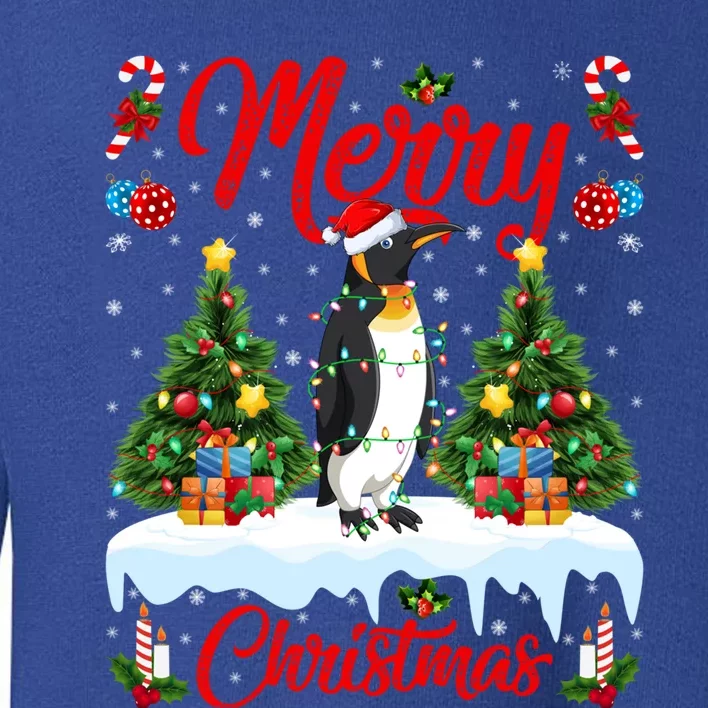 Penguin Lover Xmas Lighting Santa Emperor Penguin Christmas Great Gift Toddler Sweatshirt