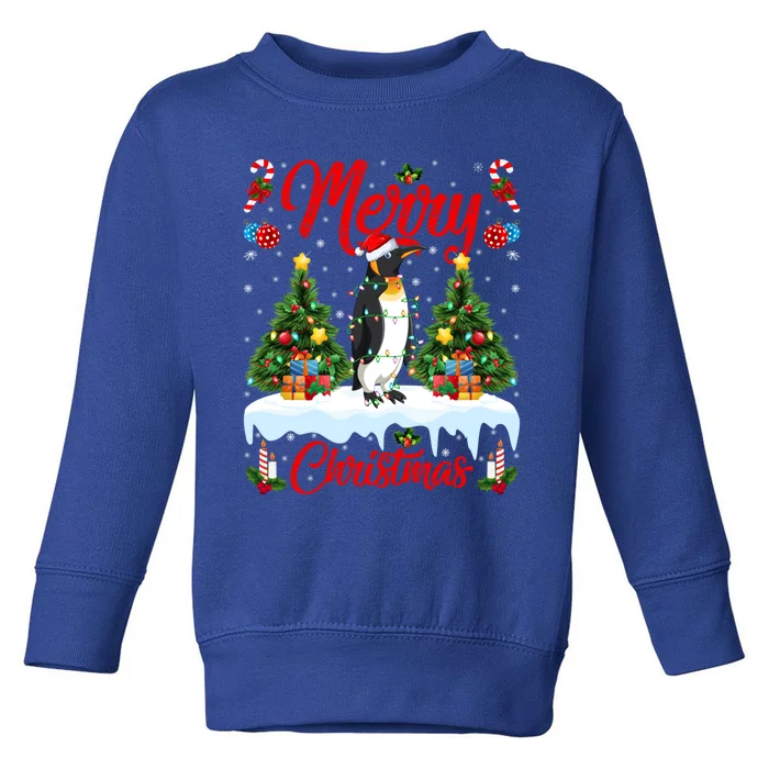 Penguin Lover Xmas Lighting Santa Emperor Penguin Christmas Great Gift Toddler Sweatshirt