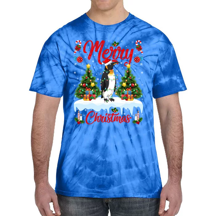 Penguin Lover Xmas Lighting Santa Emperor Penguin Christmas Great Gift Tie-Dye T-Shirt