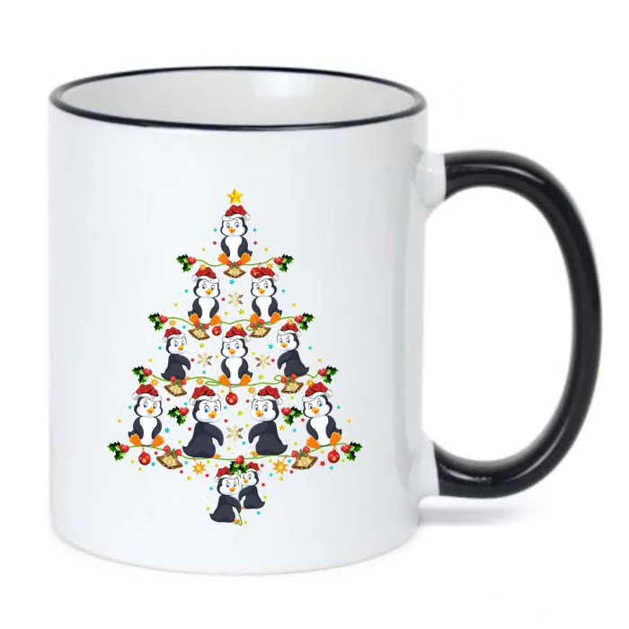 Penguin Lover Xmas Matching Santa Penguin Christmas Tree Funny Gift Black Color Changing Mug