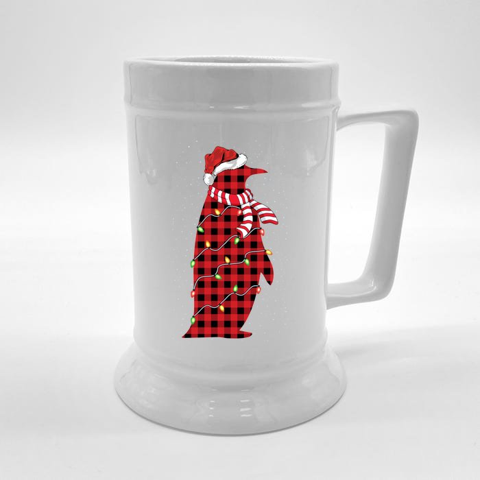 Penguin Lover Xmas Gift Santa Hat Penguin Pajama Christmas Gift Front & Back Beer Stein