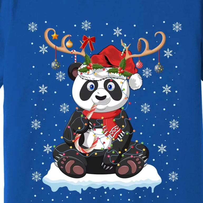 Panda Lover Xmas Gift Santa Hat Reindeer Panda Christmas Cool Gift Premium T-Shirt