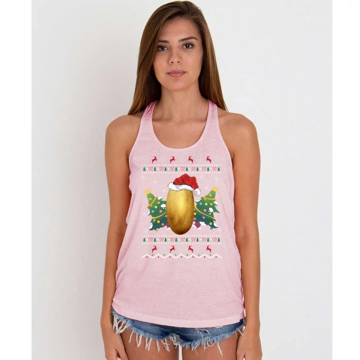 Potato Lover Xmas Gift Ugly Potato Christmas Gift Women's Knotted Racerback Tank