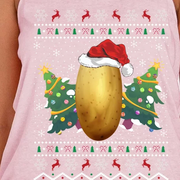 Potato Lover Xmas Gift Ugly Potato Christmas Gift Women's Knotted Racerback Tank