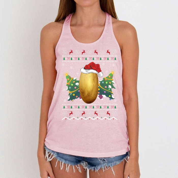 Potato Lover Xmas Gift Ugly Potato Christmas Gift Women's Knotted Racerback Tank