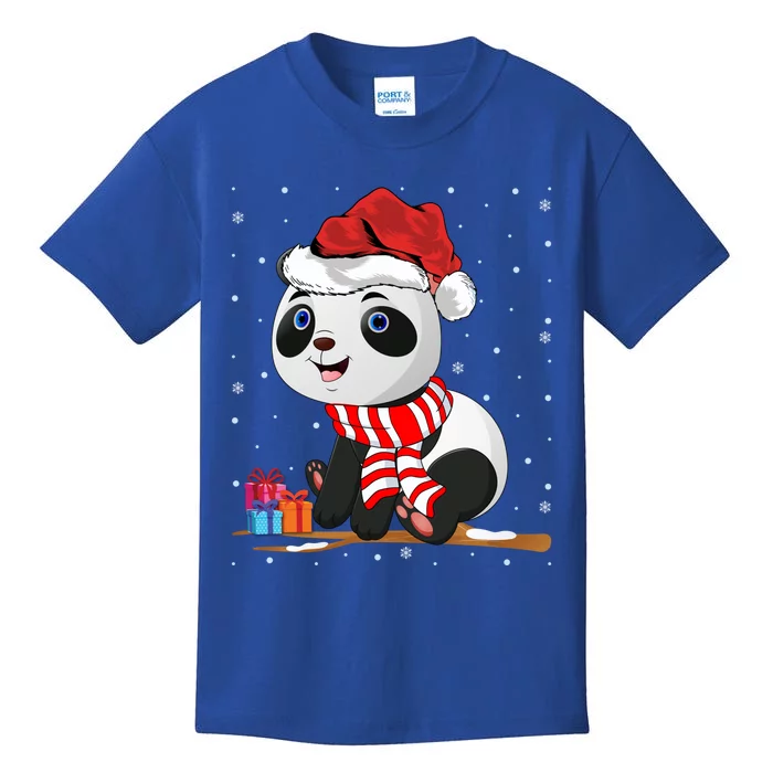 Panda Lover Xmas Lights Santa Panda Christmas Cute Gift Kids T-Shirt