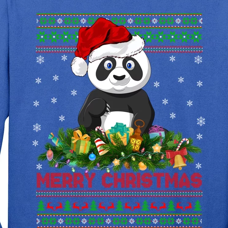 Panda Lover Xmas Lights Santa Ugly Panda Christmas Cute Gift Tall Long Sleeve T-Shirt