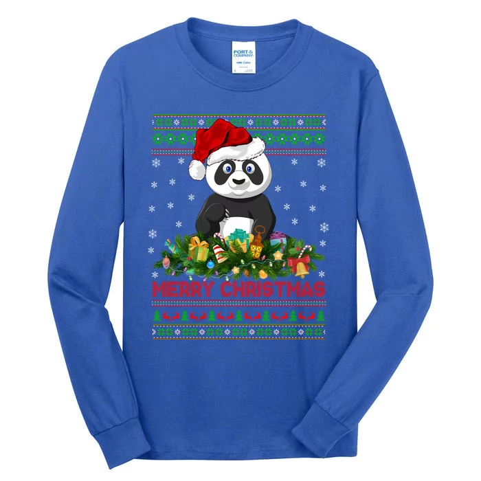 Panda Lover Xmas Lights Santa Ugly Panda Christmas Cute Gift Tall Long Sleeve T-Shirt