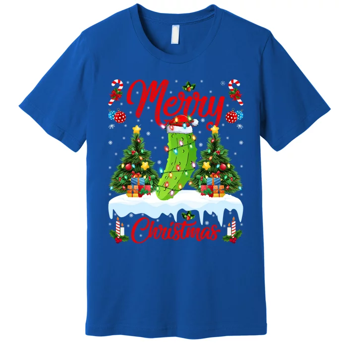 Pickle Lover Xmas Lighting Santa Hat Pickle Christmas Cool Gift Premium T-Shirt