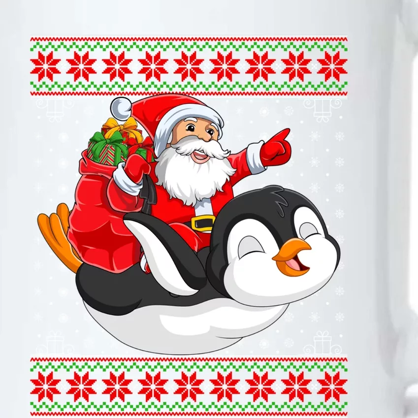 Penguin Lover Xmas Ugly Santa Riding Penguin Christmas Gift Black Color Changing Mug