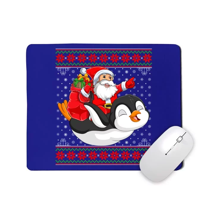 Penguin Lover Xmas Ugly Santa Riding Penguin Christmas Gift Mousepad