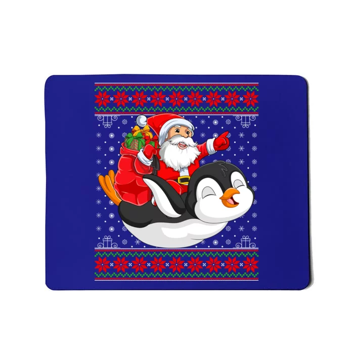 Penguin Lover Xmas Ugly Santa Riding Penguin Christmas Gift Mousepad