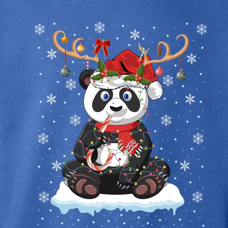 Panda Lover Xmas Lighting Reindeer Santa Hat Panda Christmas Gift Toddler Hoodie