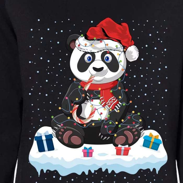 Panda Lover Xmas Lighting Santa Hat Panda Christmas Cool Gift Womens California Wash Sweatshirt