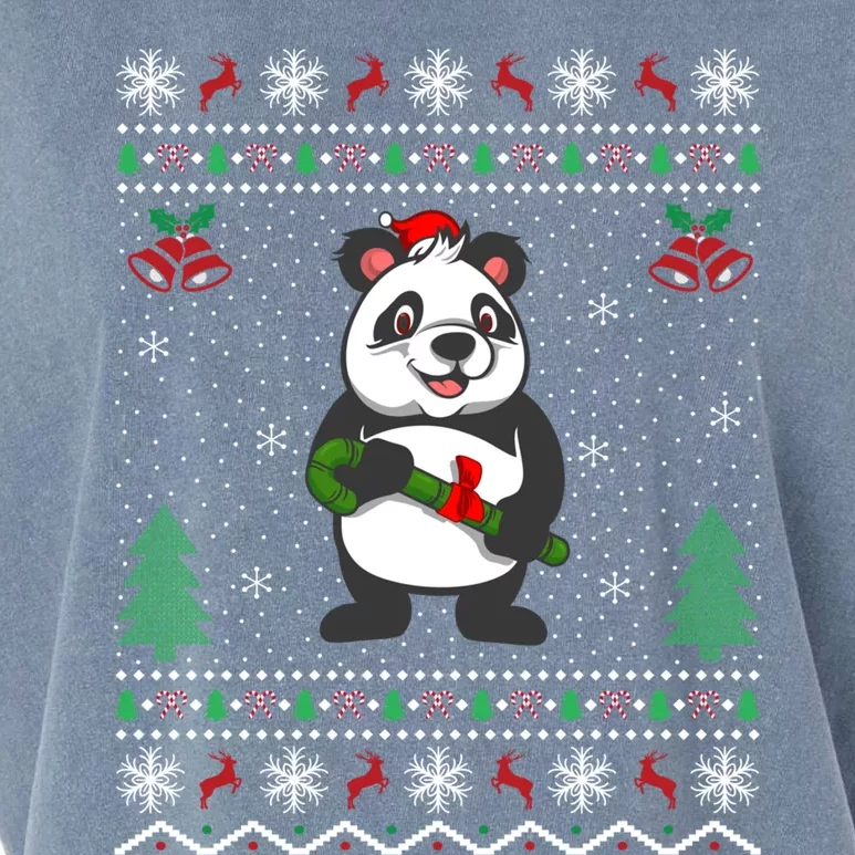 Panda Lover Xmas Ugly Santa Hat Panda Christmas Gift Garment-Dyed Women's Muscle Tee