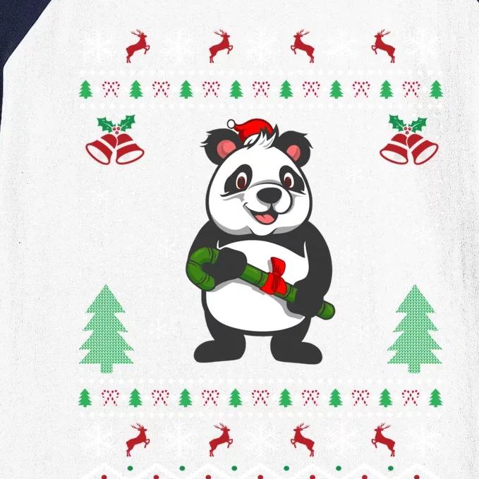 Panda Lover Xmas Ugly Santa Hat Panda Christmas Gift Baseball Sleeve Shirt