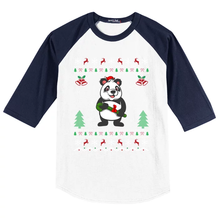 Panda Lover Xmas Ugly Santa Hat Panda Christmas Gift Baseball Sleeve Shirt