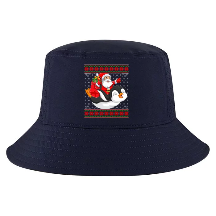 Penguin Lover Xmas Ugly Santa Riding Penguin Christmas Cute Gift Cool Comfort Performance Bucket Hat