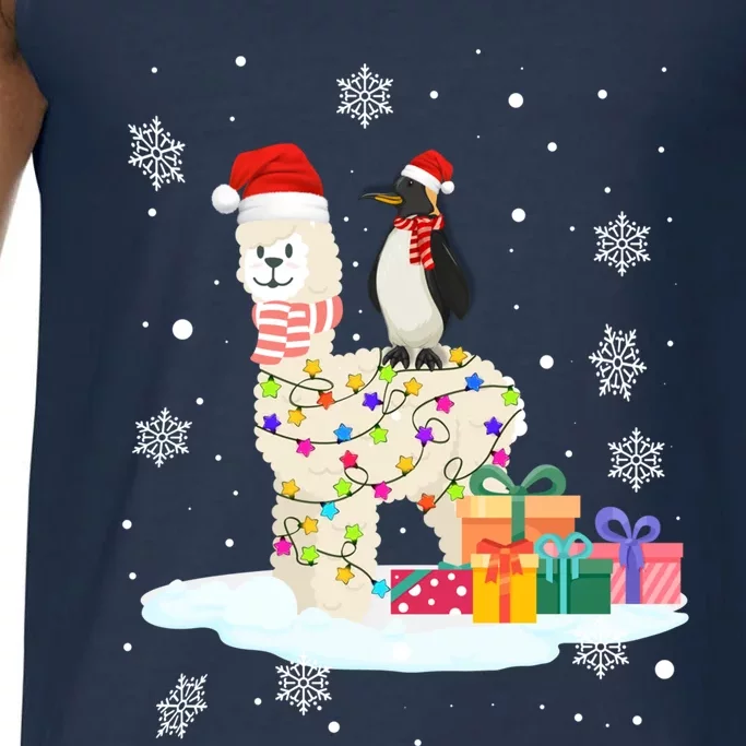 Penguins Lover Xmas Lighting Penguin Riding Llama Christmas Cute Gift Comfort Colors® Tank Top