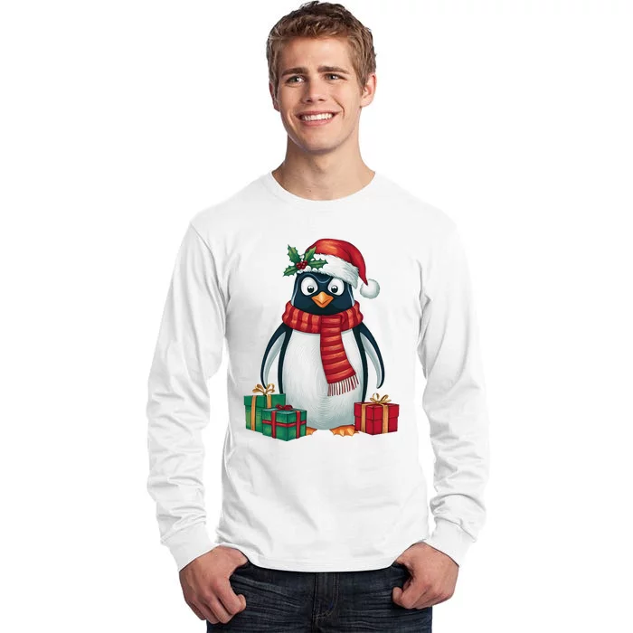 Penguin Lover Xmas Holiday Santa Emperor Penguin Christmas Tall Long Sleeve T-Shirt