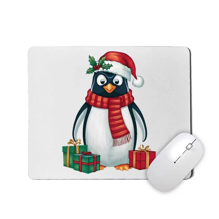 Penguin Lover Xmas Holiday Santa Emperor Penguin Christmas Mousepad