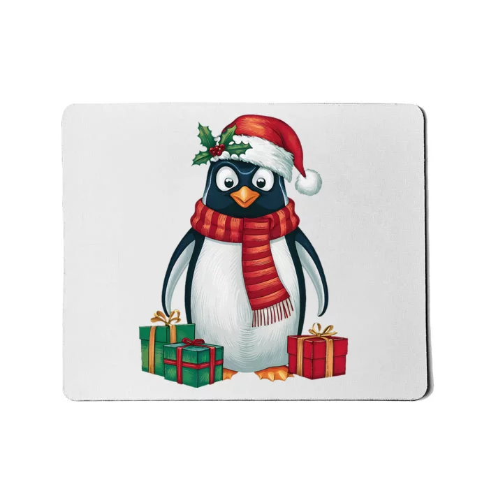 Penguin Lover Xmas Holiday Santa Emperor Penguin Christmas Mousepad