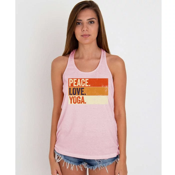 Peace Love Yoga Funny Mother Father Yoga Lover Vintage Gift Women's Knotted Racerback Tank