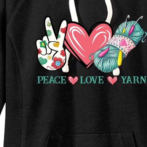 Peace Love Yarn Crochet Lovers Yarning Crocheting Heart Gift Women's Fleece Hoodie