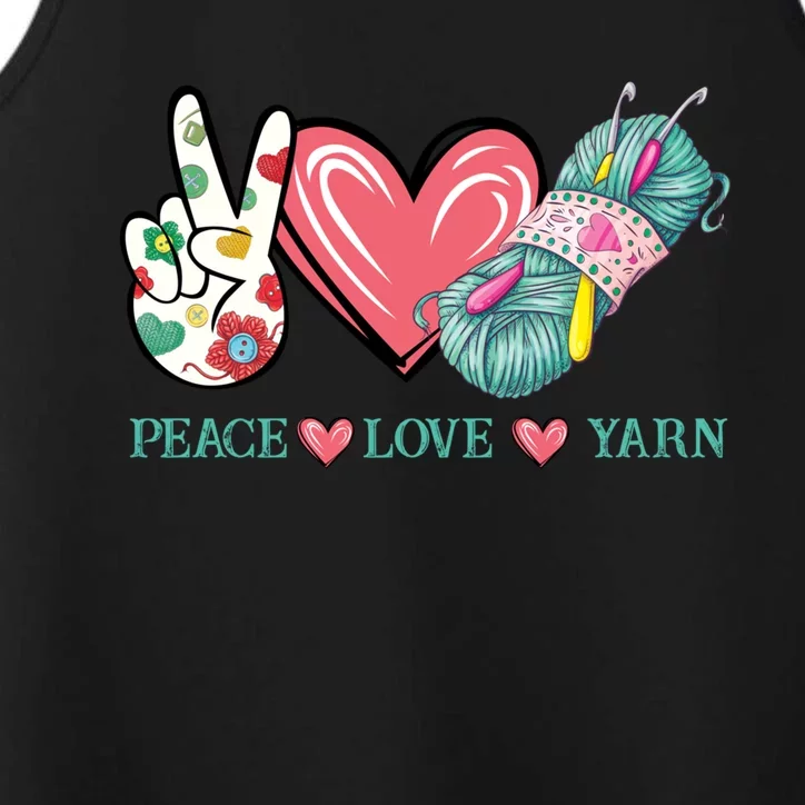 Peace Love Yarn Crochet Lovers Yarning Crocheting Heart Gift Performance Tank