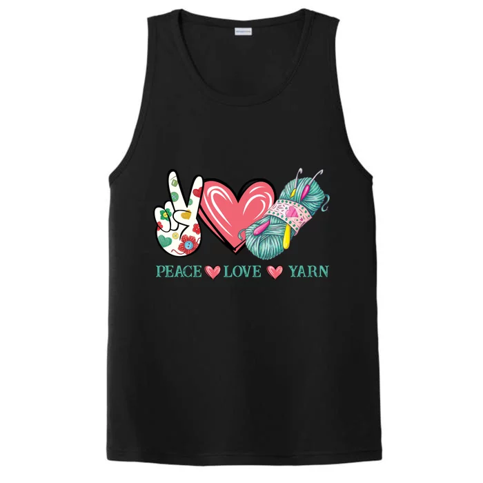 Peace Love Yarn Crochet Lovers Yarning Crocheting Heart Gift Performance Tank