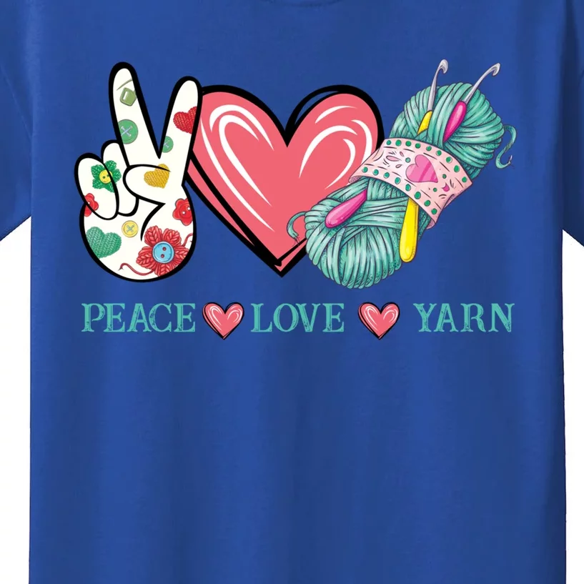 Peace Love Yarn Crochet Lovers Yarning Crocheting Heart Gift Kids T-Shirt